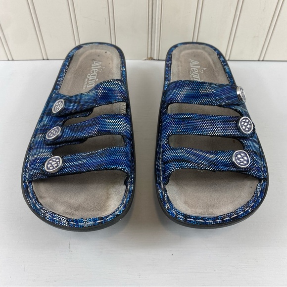 Alegria by PG Lite Fiona Fio-140 Blue Triple Strap Slide Sandals Sz 37 7/7.5‎ - Picture 8 of 12